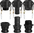 Pelopy 6 Pcs 1.5 Inch Black Polypropylene Camlock Fittings, Types ABCDEF