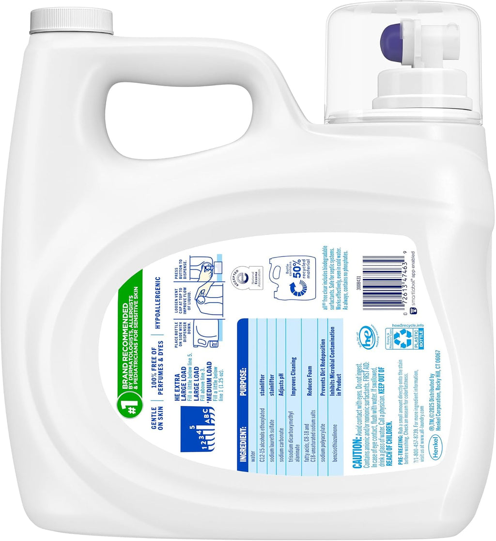 Liquid Laundry Detergent Free Clear, Unscented, 118 Ounce, 94 Loads
