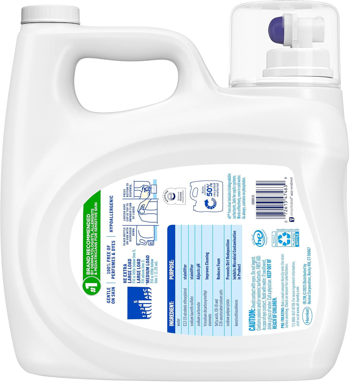 Liquid Laundry Detergent Free Clear, Unscented, 118 Ounce, 94 Loads