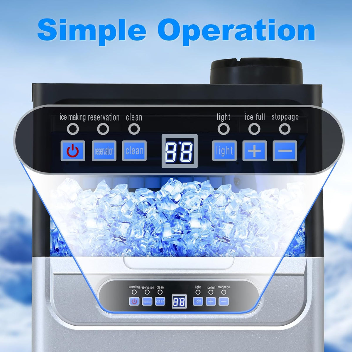 Commercial Ice Maker, 100 lbs/24,22 lbs Storage Bin, 36 Cubes in 12 Mins