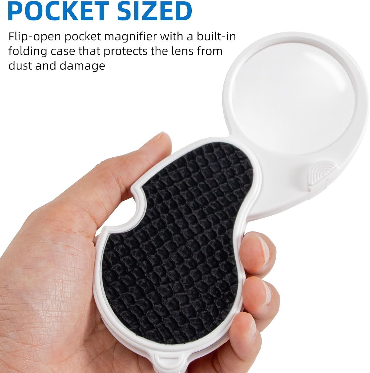 Magnifying Glass with Light, 5X Pocket Magnifier, Lightweight LED Illuminated Magnifying Glass for Reading, Macular