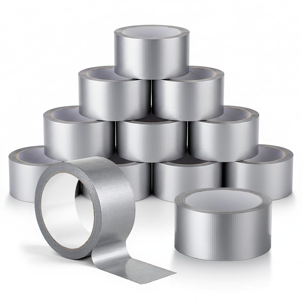 12 Pack Duct Tape Heavy Duty Waterproof, 2 in x 22 yd (Total 264yd) Strong Adhesive 9 Mil Thick Silver Duct Tape Bulk