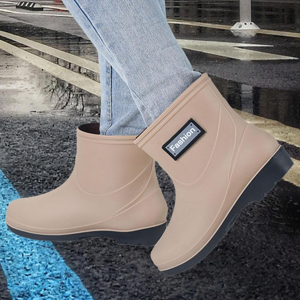 Rain Boots Mid Calf Boots Waterproof Modern Portable Rain Shoes Anti Slip Rainboots for Fishing Backpacking Girls