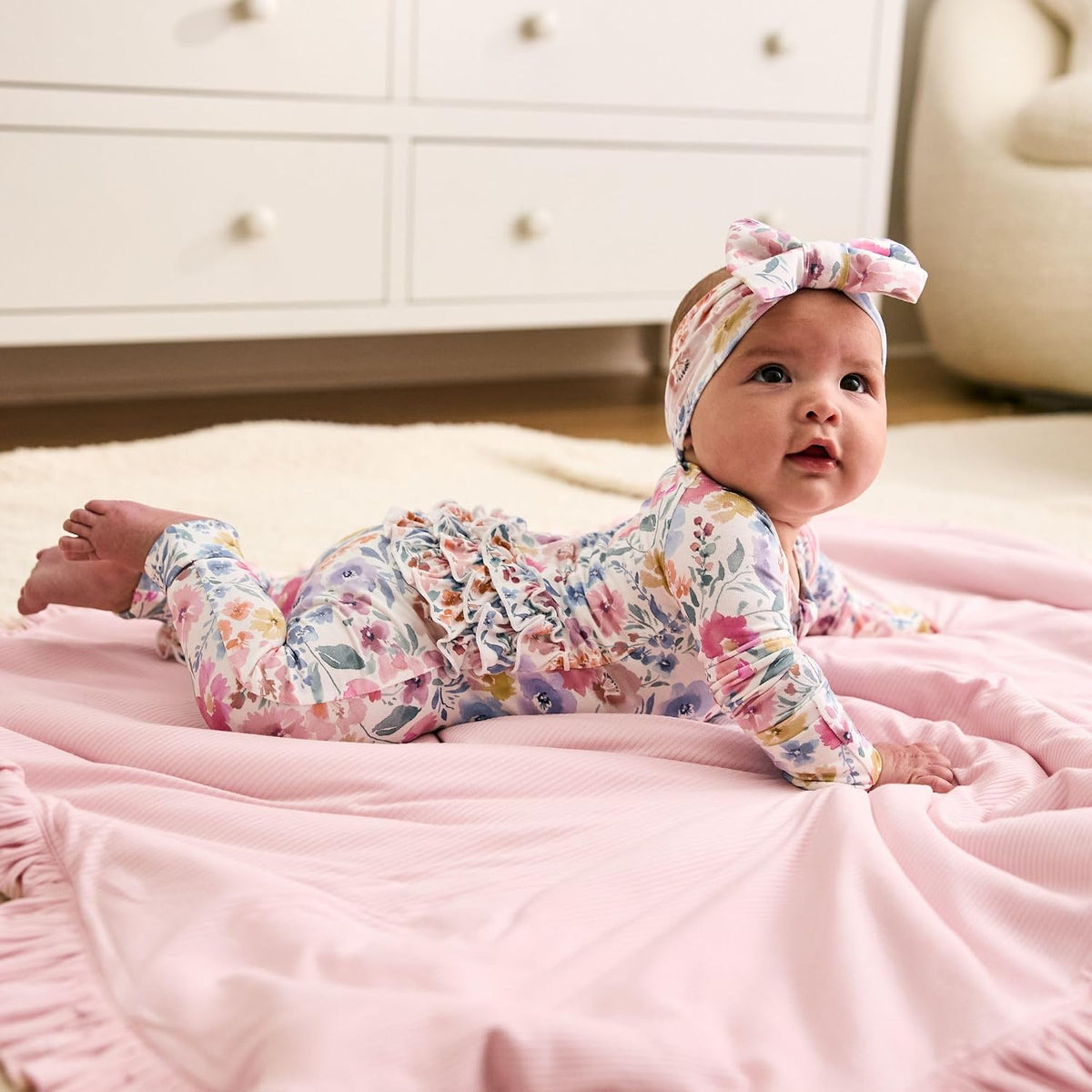 Ruffle Zippy, Pajamas, Viscose from Bamboo Baby Pajamas, Girls Sleepers, 2-Way Zipper
