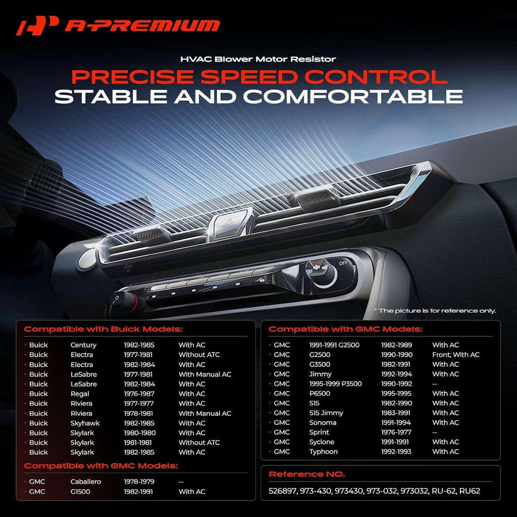A-Premium Front HVAC Blower Motor Resistor with 4 Pins Connector