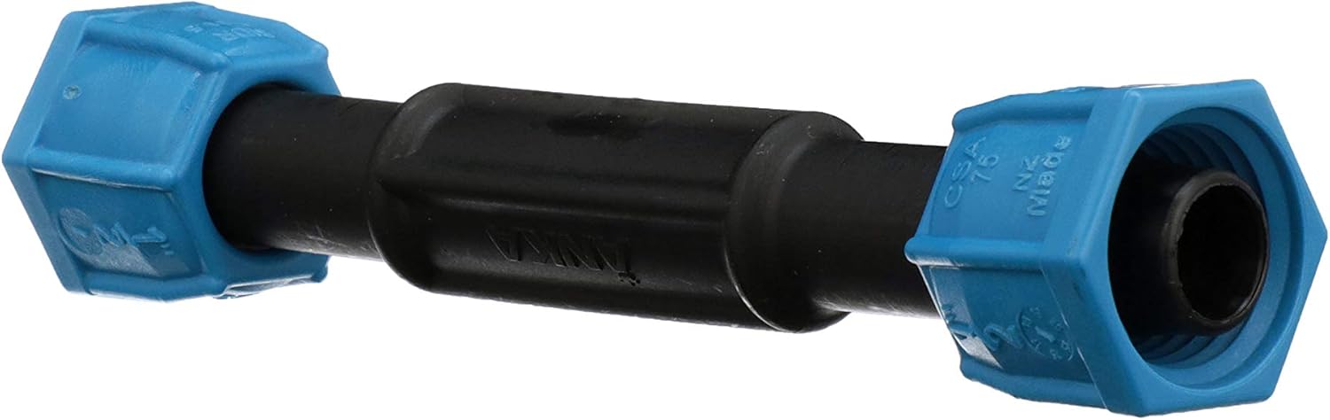 ASC12 ANKA Series High Pressure Poly-Pipe Straight Coupling, 1/2" x 1/2" Black Fitting w/ Blue Tapered Nut Seals