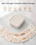 Travel Jewelry Case, Medium Jewelry Storage Binder Organizer -Beige