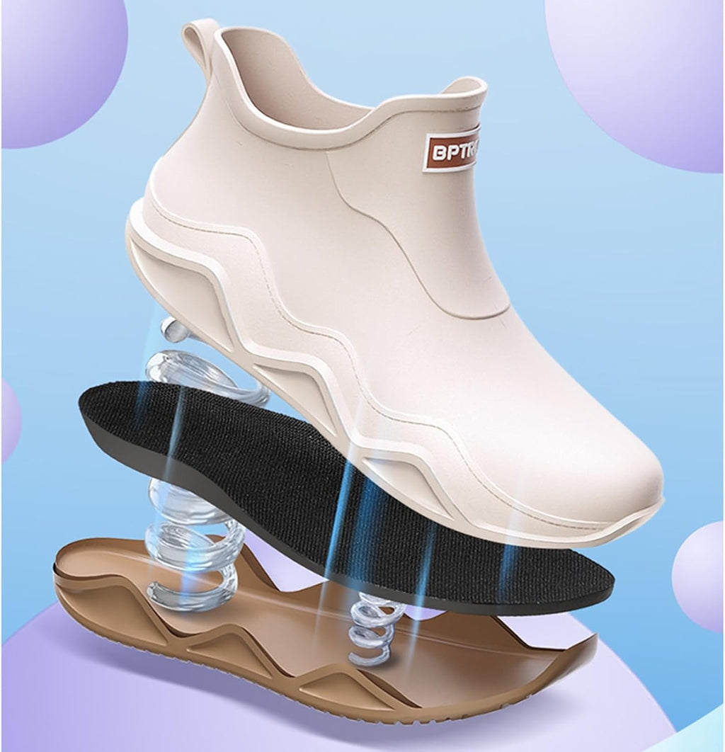 Short Rain Boots Women Men Non-Slip Wear-Resistant Waterproof Rain Shoes for Outdoor Work Boating Camping
