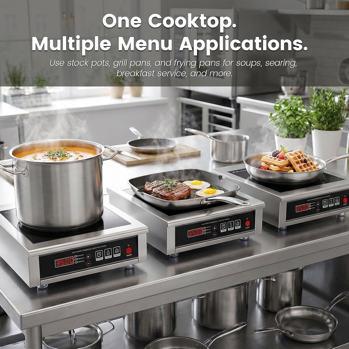3500W Commercial Induction Cooktop, 220V Single Countertop Burner