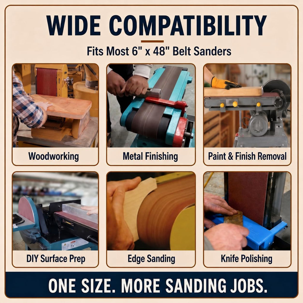 6x48 Sanding Belts, 5 Pack, 1 Each of 80/120/150/240/400 Grits