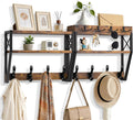 Upgraded 3-Tier Large Coat Rack Wall Mount with Shelf, 4 in 1 Versatile Coat and Key Hanger Wall Mount, 32-inch