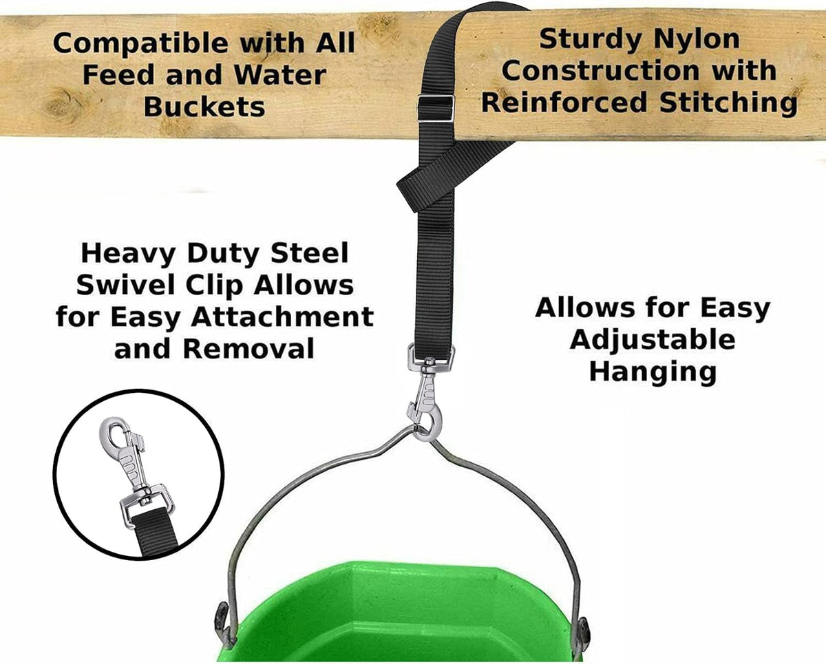 Horse Bucket Strap Hangers,Horse Suppliers Adjustable Nylon Straps up to 700 lbs for Hay Nets, Water