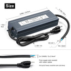 LLTOP 12V DC LED Driver Waterproof IP67 Power Supply 300W 25A