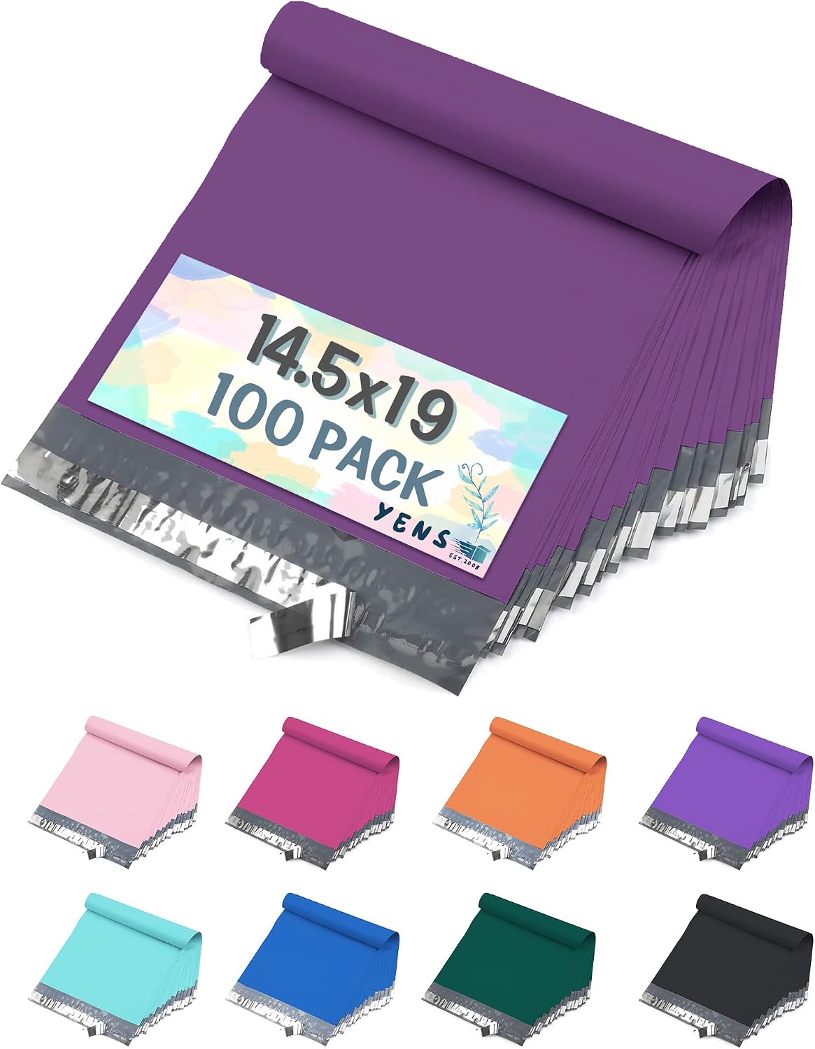 Purple Poly Mailers 14.5x19 100 Pack Self-Seal Shipping Envelopes M7