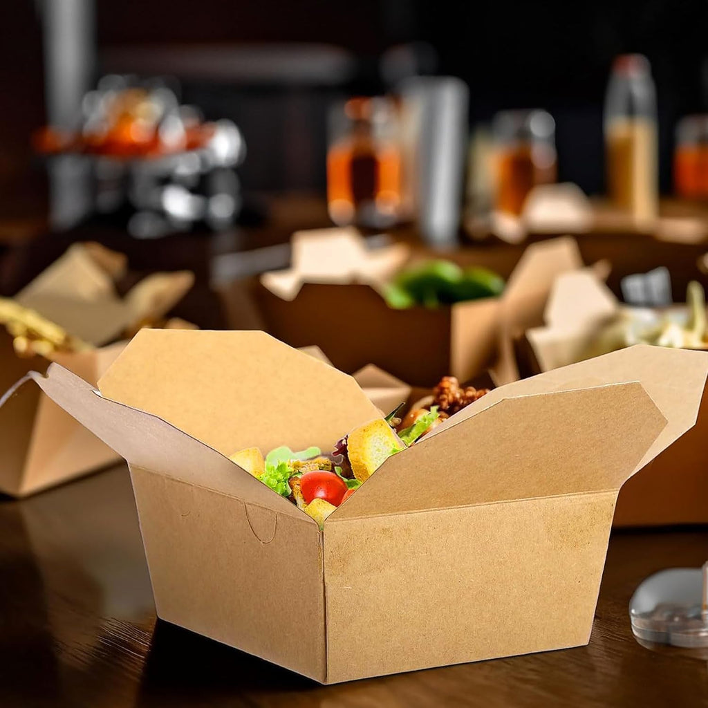 100-Pack Chinese Take Out Boxes,25oz Kraft Brown To-Go Containers