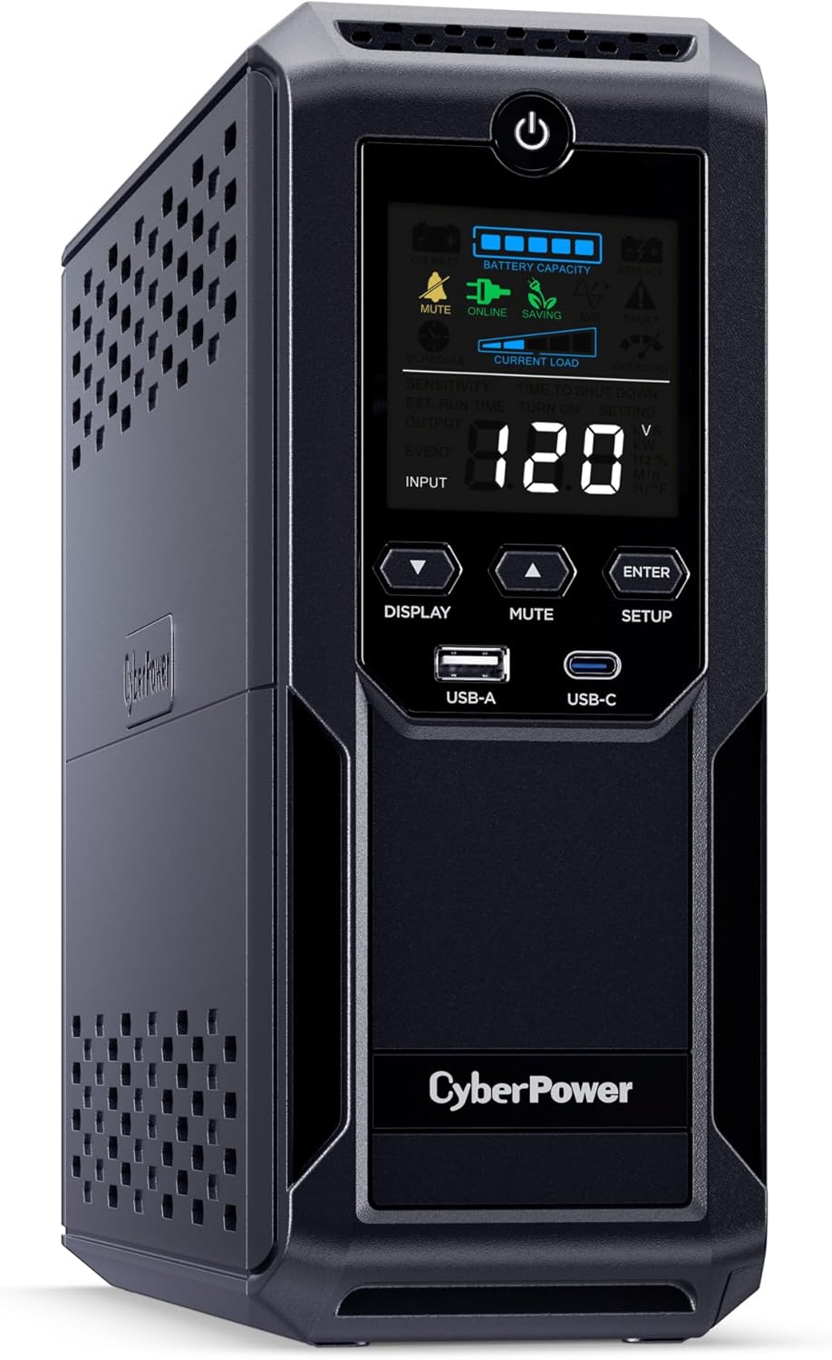 CP1500AVRLCD3 Intelligent LCD UPS Battery Backup | 1500VA/900W, 12 Outlets, 2 USB Ports, AVR, Mini Tower, UL Certified