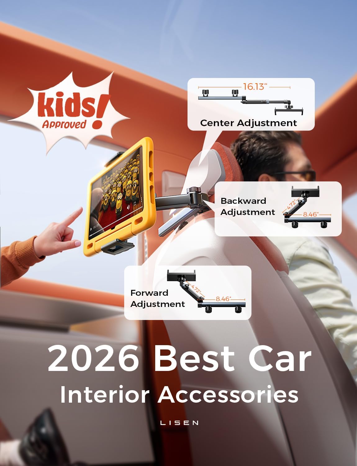 for iPad Holder Car Tablet Mount, Road Trip Essentials Toddler Kids Travel Gifts, Car Accessories for Women Interior