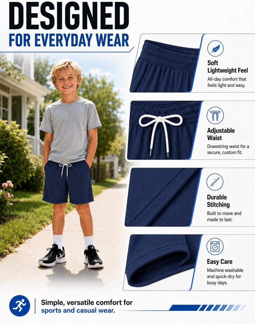 Boys Athletic Shorts Mesh Basketball Soccer Shorts Breathable Quick Dry Running Gym Shorts for Youth 5-18 Years