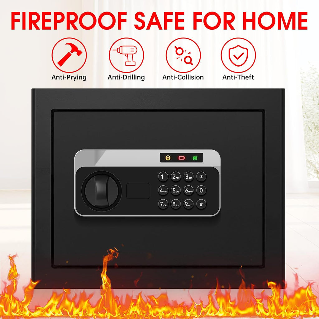 1.8 Cuft Safe Box Fireproof Waterproof, Small Safe for Home Use Fire and Water Proof with Combination Lock, Alarm