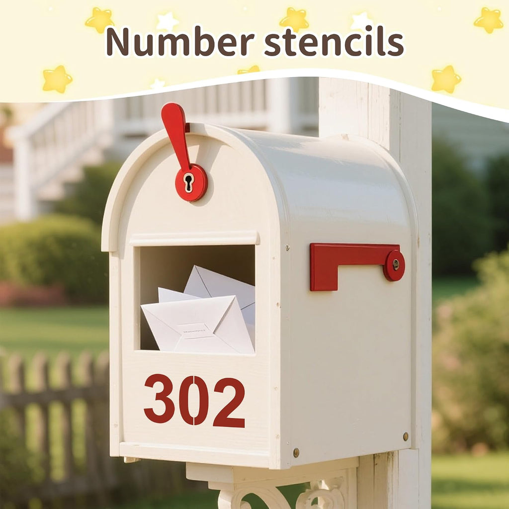 4,6,8 Inch Number Stencils,30Pcs Plastic Stencils Reusable Curb Stencil Kit | Washable 0-9 Large Number Stencil for