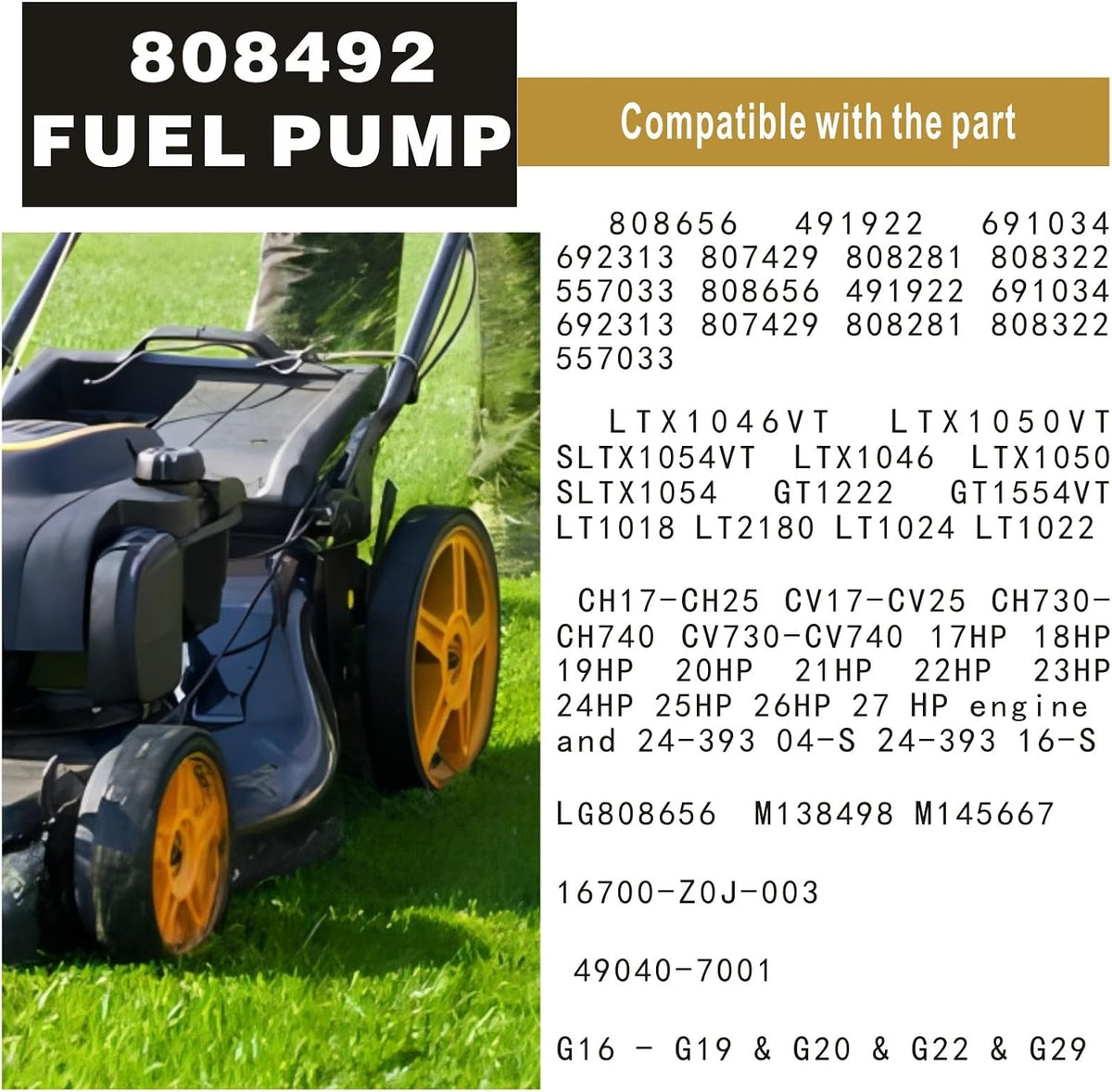 Replace Fuel Pump Briggs 808492 597338 17hp-27hp