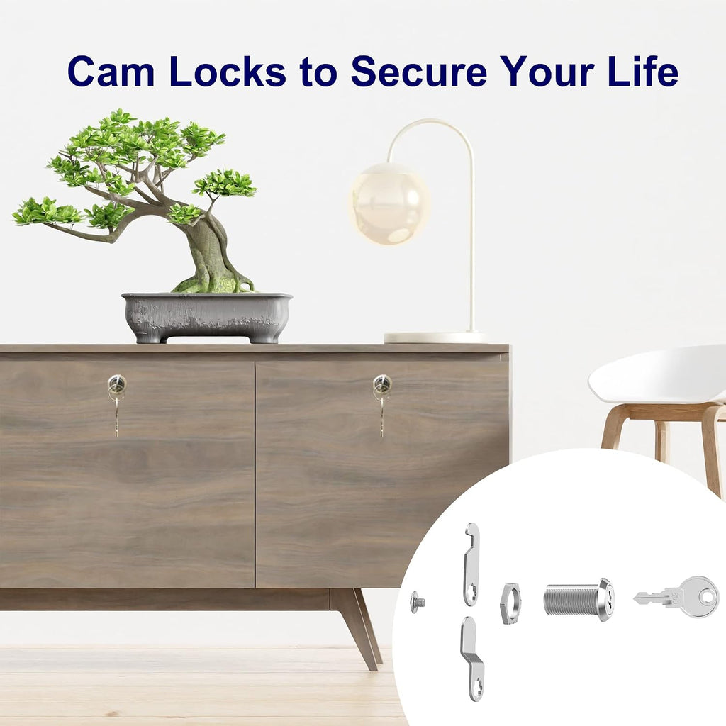 3 Pack Cabinet Locks with Key, RV Cabinet Cam Lock 1-1/8" Keyed Alike Mailbox Lock for Drawer Toolbox RV Compartment