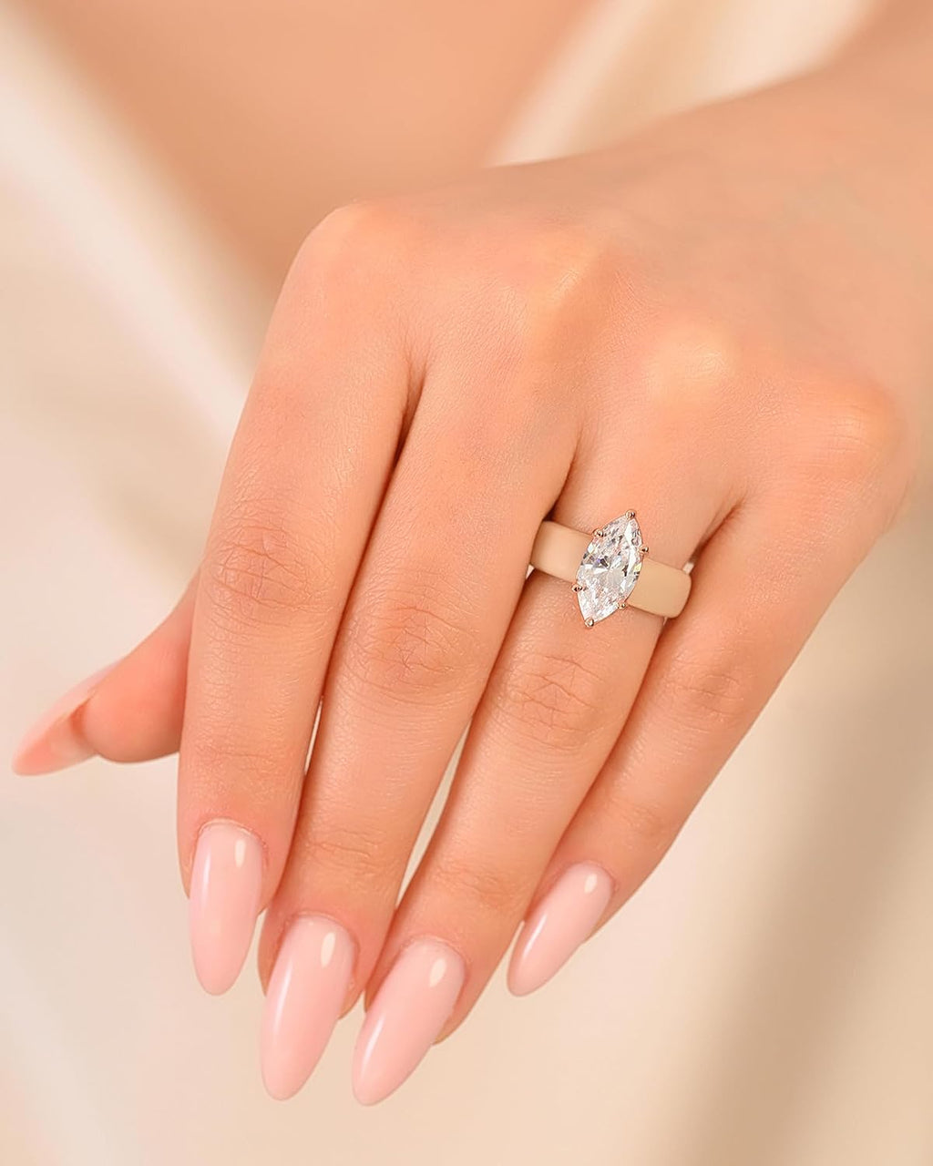 Rinfit Silicone Ring with Stone, Marquise Cut CZ
