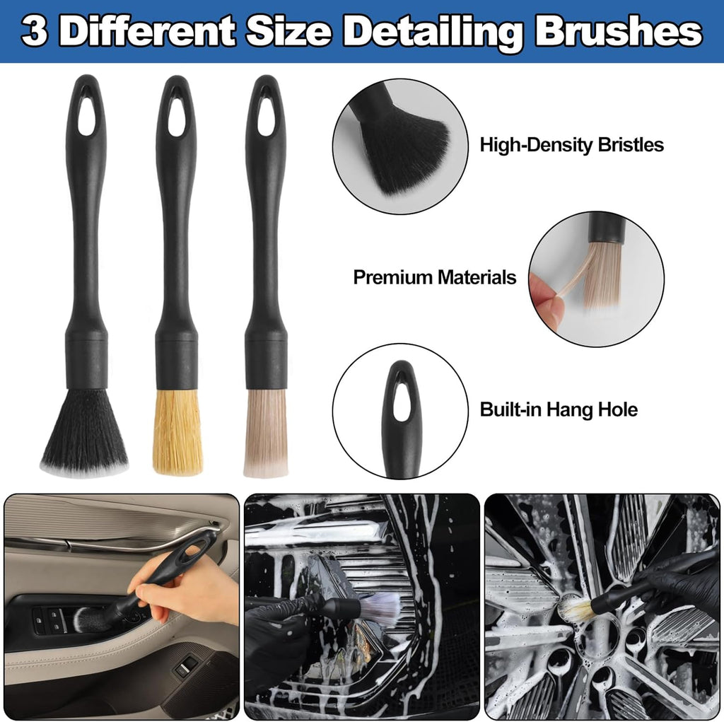 Windshield Cleaner Tool, 14Pcs Car Cleaning Kit - Car Interior Detailing Kit with Extendable Handle, Cleaning Gel &