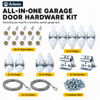 Arlenix 7 ft Garage Door Hardware Kit with Rollers Hinges Cable