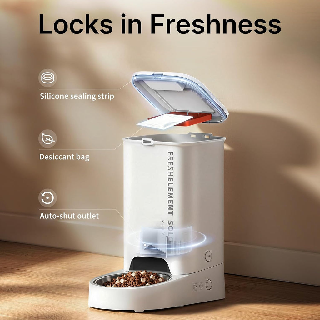 Automatic Cat Feeder, 2.4G WiFi Automatic Dog Feeder, App Control Pet Food Dispenser with Triple Fresh-Lock System