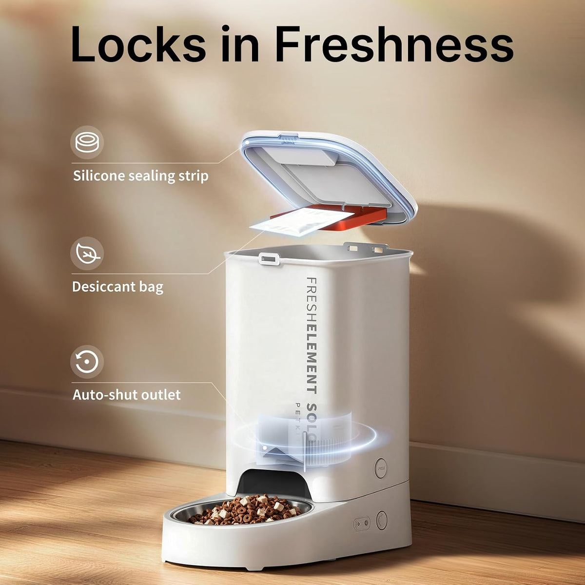 Automatic Cat Feeder, 2.4G WiFi Automatic Dog Feeder, App Control Pet Food Dispenser with Triple Fresh-Lock System