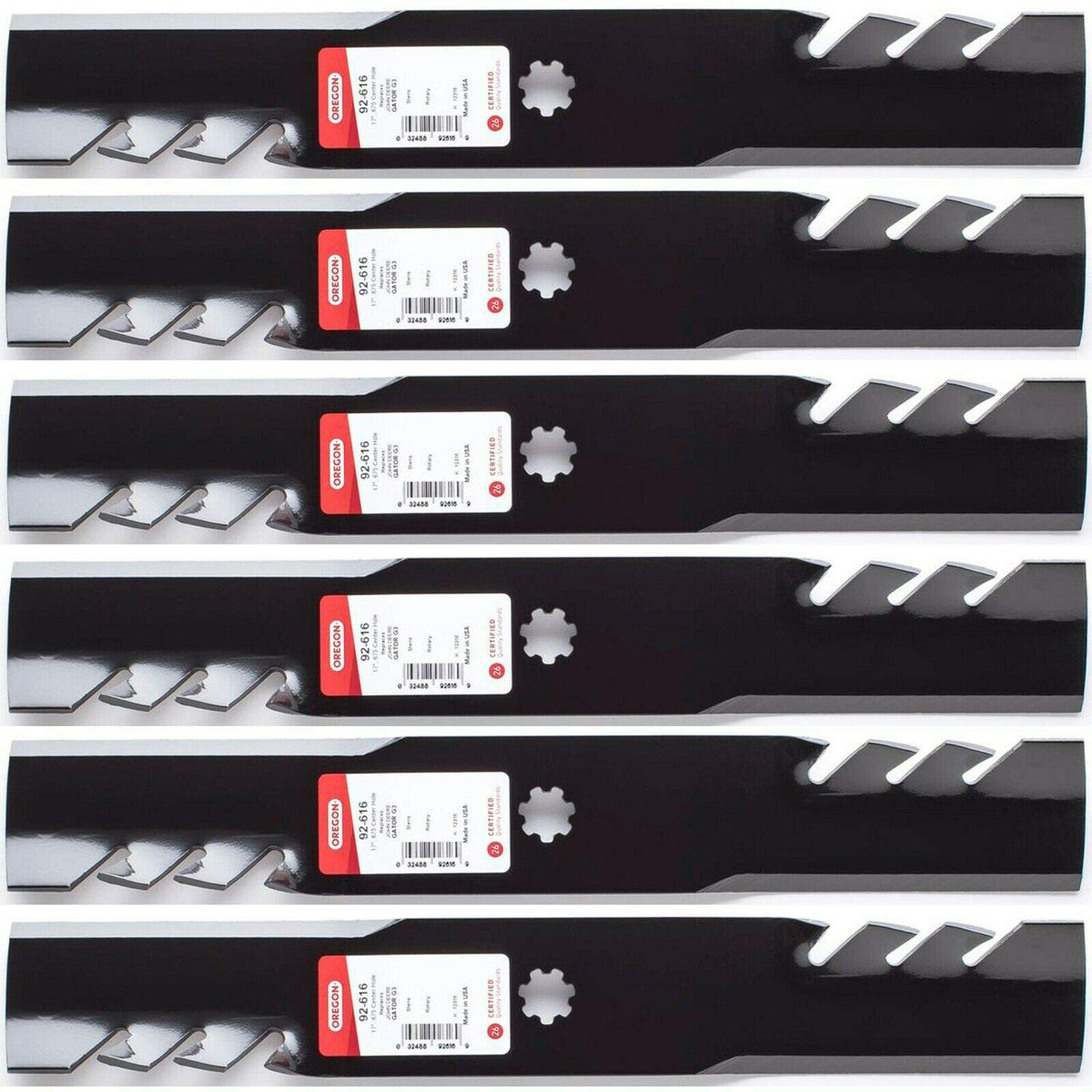 6PK Oregon 92-616 Gator G3 Blades for 48" John Deere E160