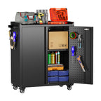 Metal Storage Cabinet, 31.5"H x 26"W Rolling Tool Cart with Lock