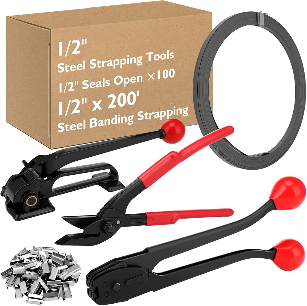 Steel Pallet Strapping Kit 1/2" X 200', 1100 lbs with Tool Set