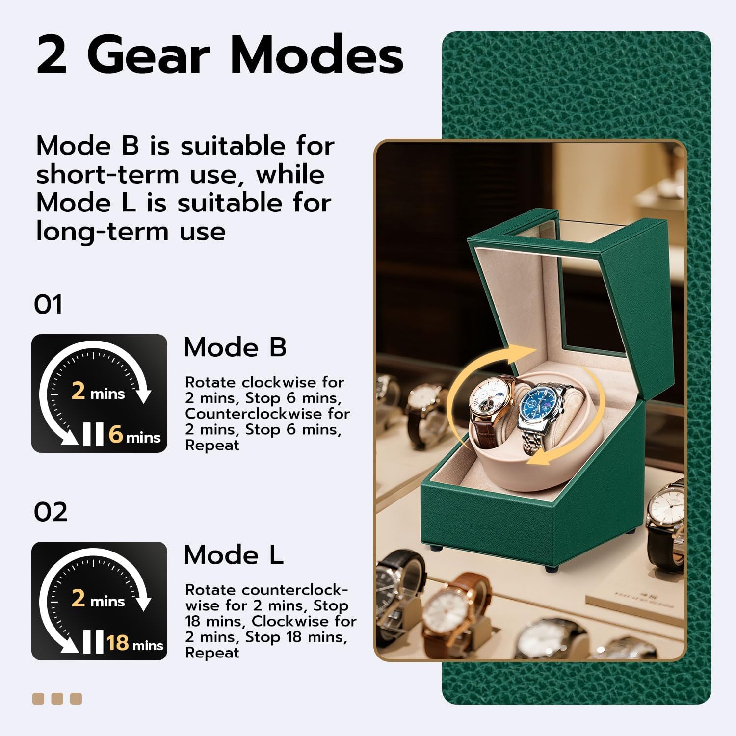 Watch Winder for Automatic Watches, Double Automatic Watch Winder Box, Automatic Watch Display Storage Rotation
