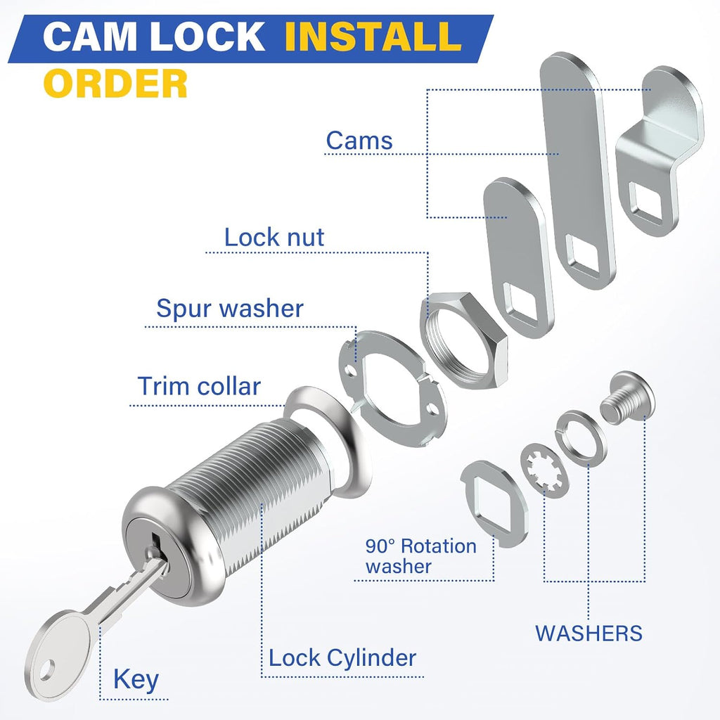 U 9950 1-3/8" Cam Lock, Diecast Drawer and Cabinet Lock for Prime-Line | 1-3/8” Length Cylinder Lock for 1” Max Panel