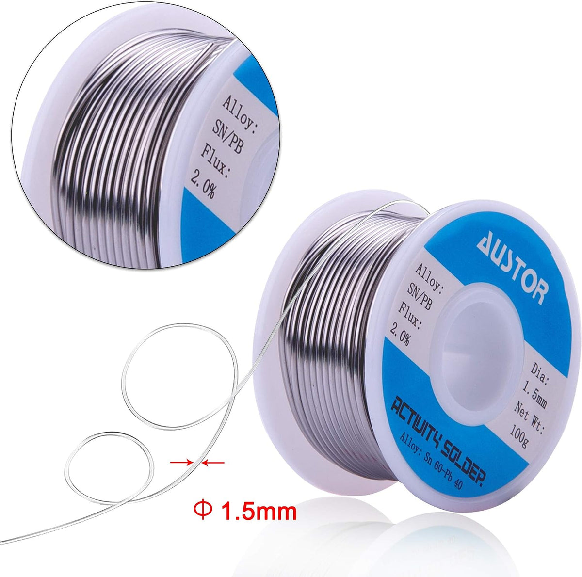 AUSTOR 60-40 Tin Lead Rosin Core Solder Wire for Electrical Soldering