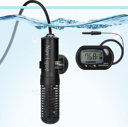 Mini Submersible Aquarium Heater 25W Small Betta Fish Tank Heater with Digital Thermometer (Preset Temperature 78℉)