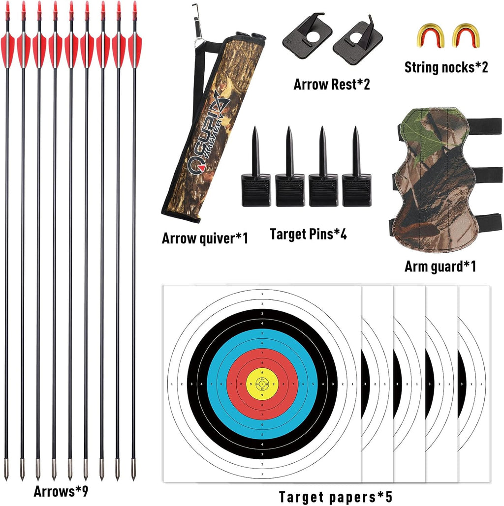Archery Recurve Bow and Arrow Set for Adults/Youth/Teens Beginners | Left & Right Handed, 20/30/40lbs, Beginners