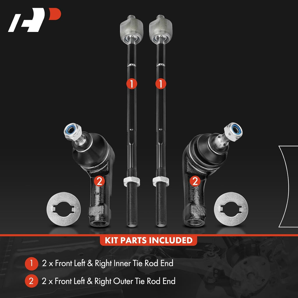 A-Premium Front Inner & Outer Tie Rod End Kit Fix Uneven Tire Wear