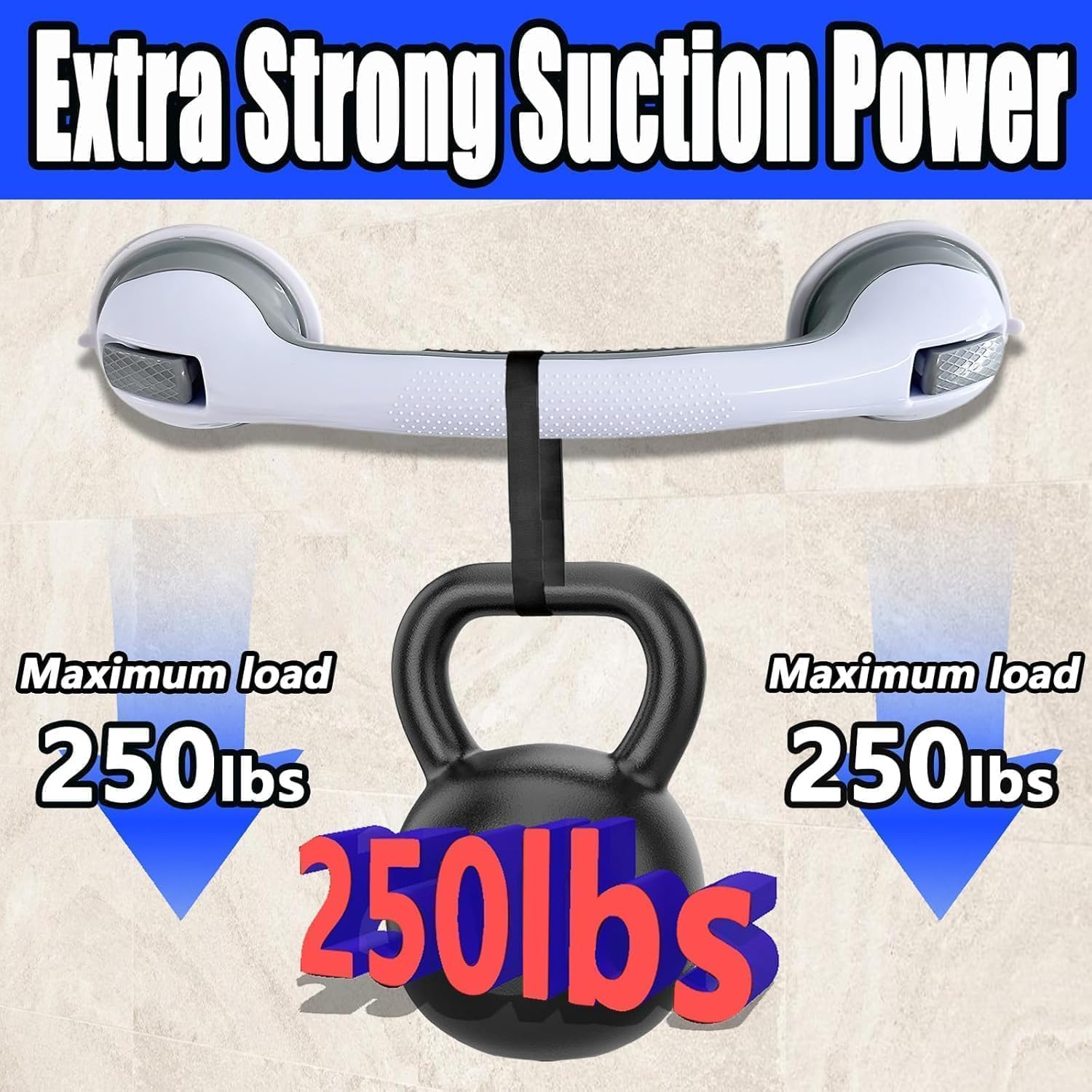Shower Grab Bars for Seniors, Shower Handles for Elderly Suction Cup,2 Pack 16.19 Inch,Handicap Grab Bars for