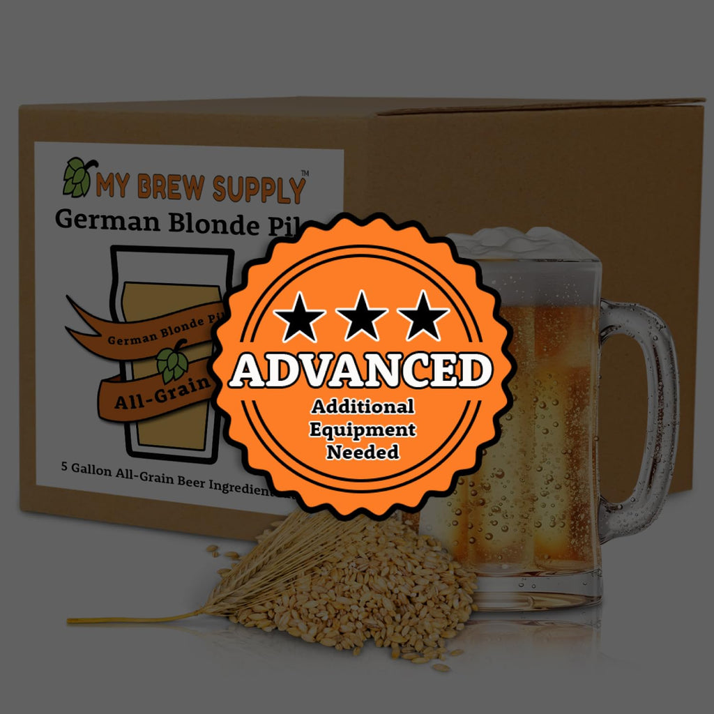 German Blonde Pils Beer Brewing Kit | European 2-Row Pale Ale Malt | Munich Light Grain | Hallertau Pellet Hops |