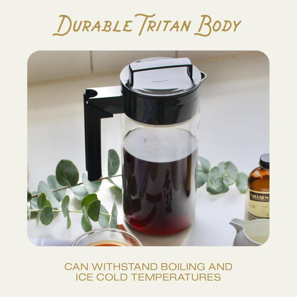 Deluxe Cold Brew Coffee Maker - BPA-Free Tritan Pitcher with Airtight Leakproof Lid, Silicone Grip Handle, Fine-Mesh