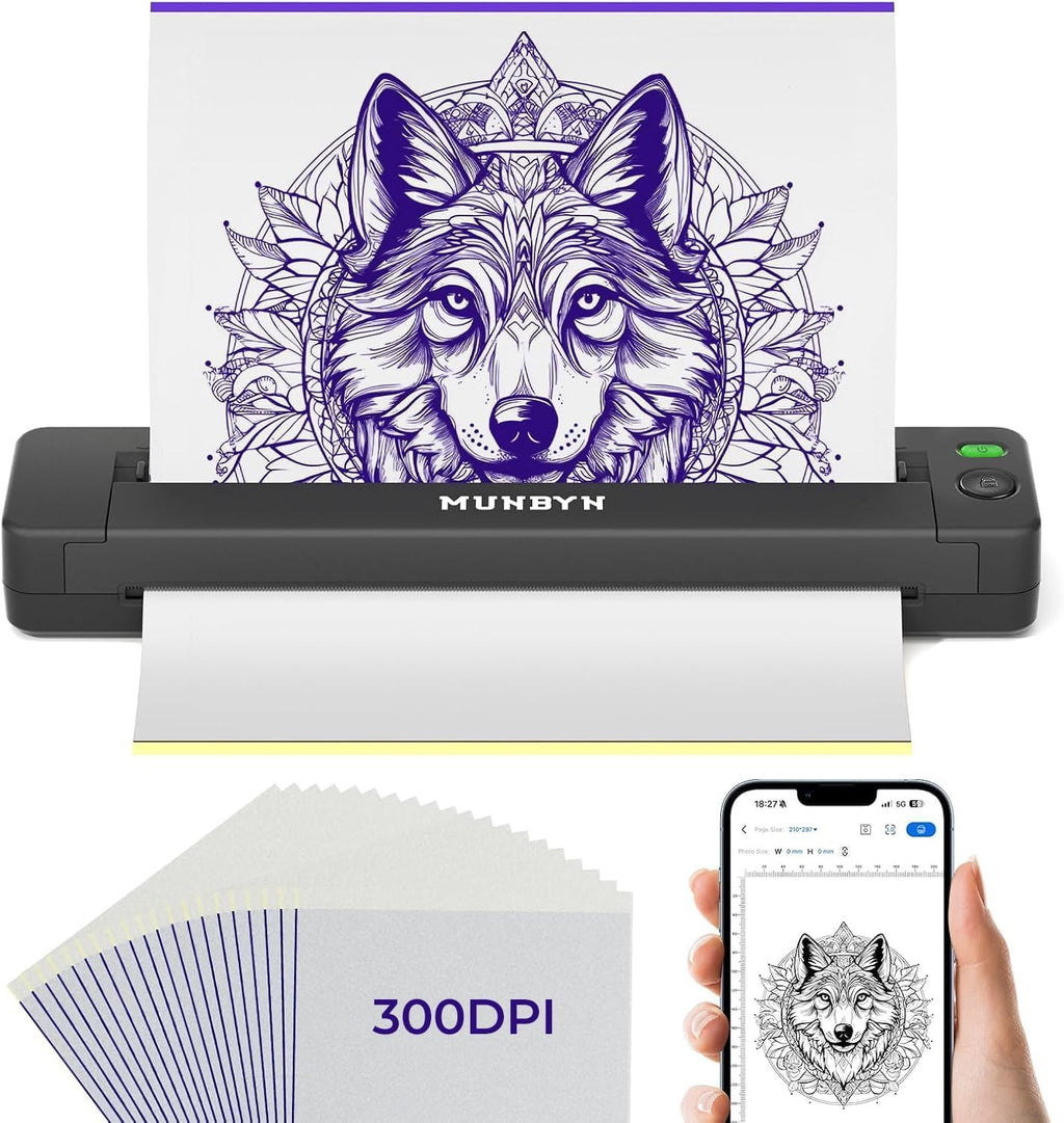 Tattoo Stencil Printer ITP06, 300DPI Wireless Thermal Tattoo Printer with 20 Transfer Papers, Tattoo Printers