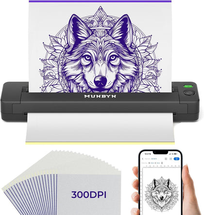 Tattoo Stencil Printer ITP06, 300DPI Wireless Thermal Tattoo Printer with 20 Transfer Papers, Tattoo Printers