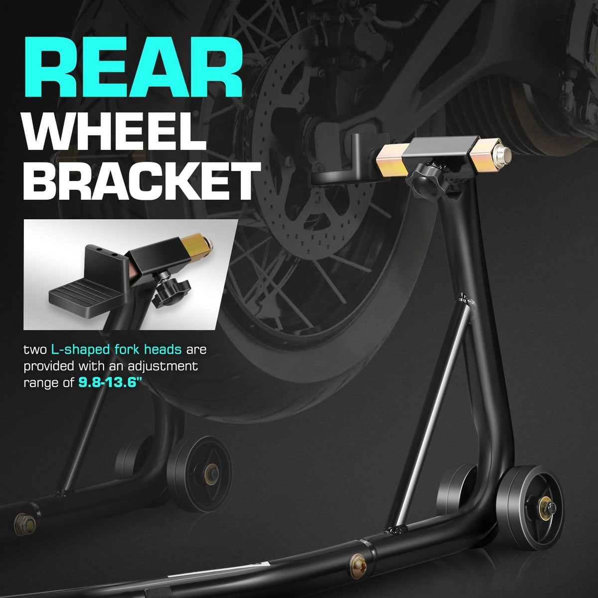 Motorcycle Stand Lift Universal Paddock Lift Stand 880 Capacity Front Wheel Fork Stand Rear Wheel Swingarm Spool