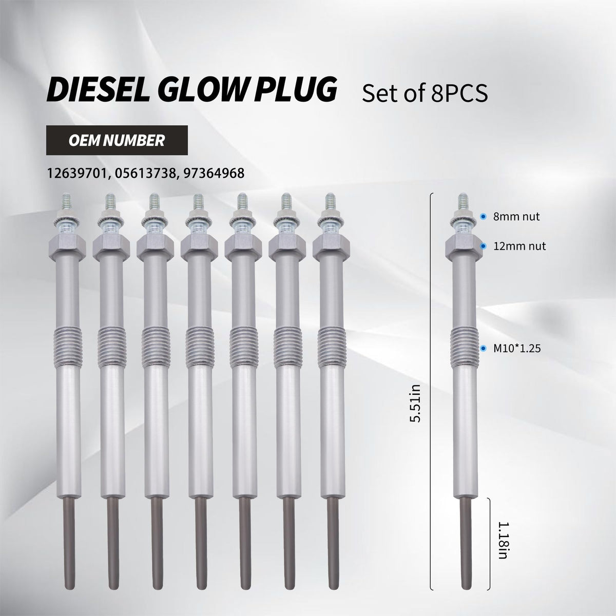 HiSport 9G Diesel Glow Plug Set Compatible with Duramax