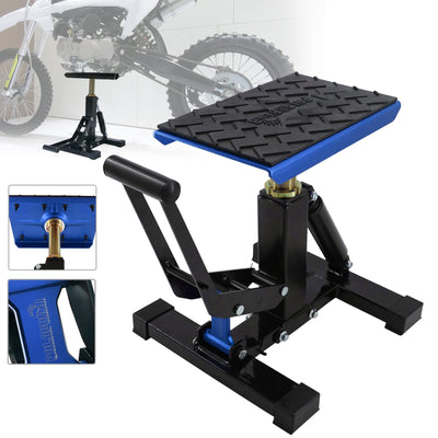 Aluminum Adjustable Dirt Bike Stand Motorcycle Hoist Lift (Blue)