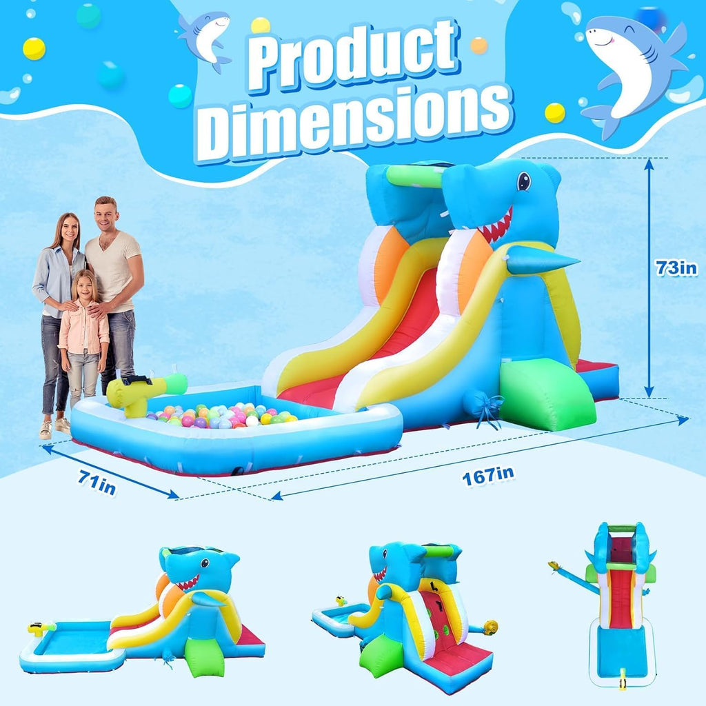 Inflatable Water Slide, Bounce House for Kids Backyard, Toddler Blow Up Bouncer with Air Blower, Splash Zone