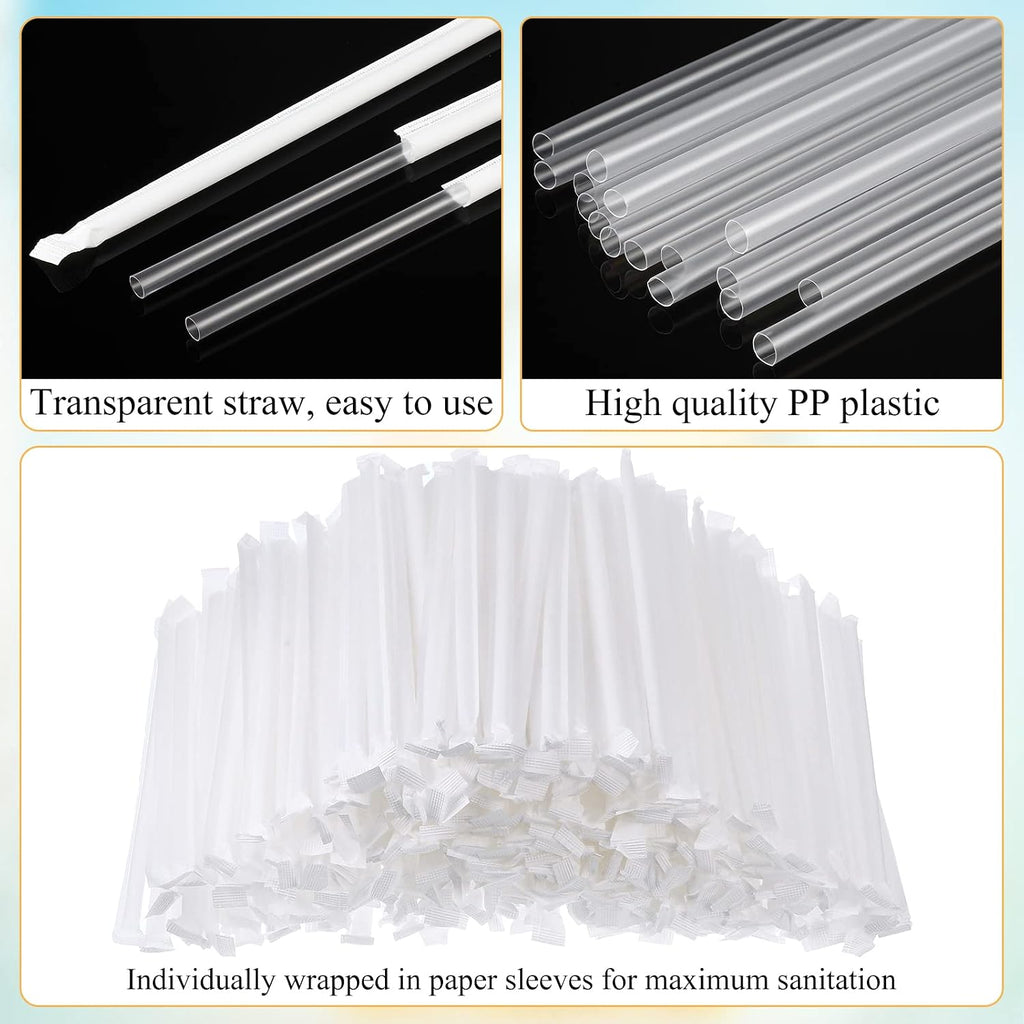 2000 Pcs Plastic Straws Disposable Individually Straws 8"x0.24"